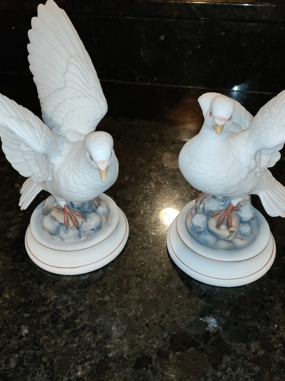 White Bisque Porcelain Doves By Andrea By Sadek - Decorative Home Accent Vintage